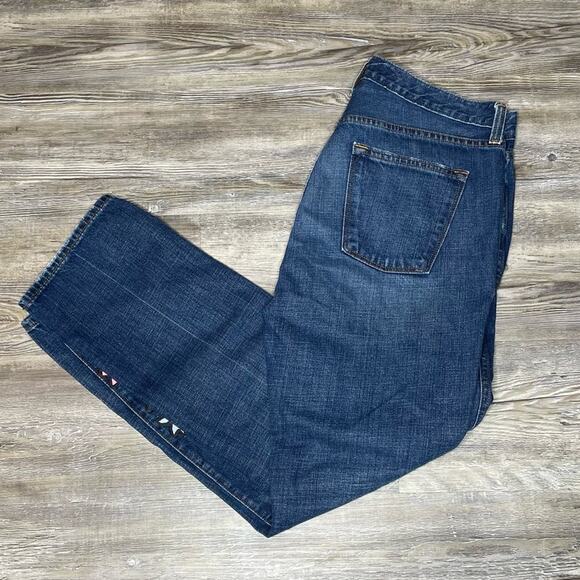 J. Crew Women's Floral Applique Design Vintage Straight Leg Jeans sz 29R - Picture 2 of 4